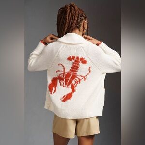 Anthropologie Lobster Knitted Cardigan
